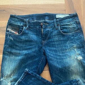 Diesel Dark Blue Distressed Skinny Jeans